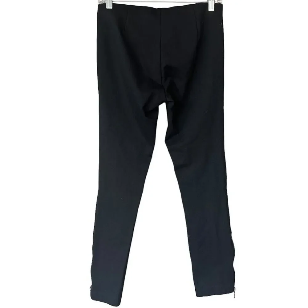 Eileen Fisher Black Rayon Blend Pull On Skinny‎ Leggings Zipper Hem Pants XS